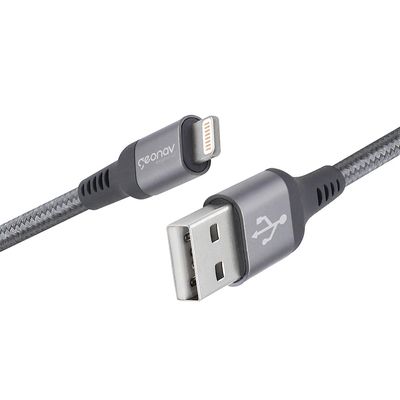 Cabo Lightning Geonav MFI em Nylon Trançado com 1,5 Metro Cinza