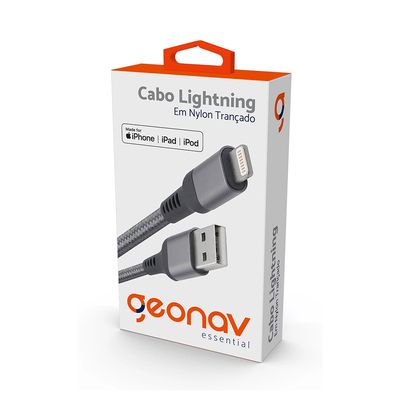 Cabo Lightning Geonav MFI em Nylon Trançado com 1,5 Metro Cinza