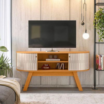 Rack Bancada Atalanta 2 Portas Para Tv De 55 Polegadas Cinamomo/off White