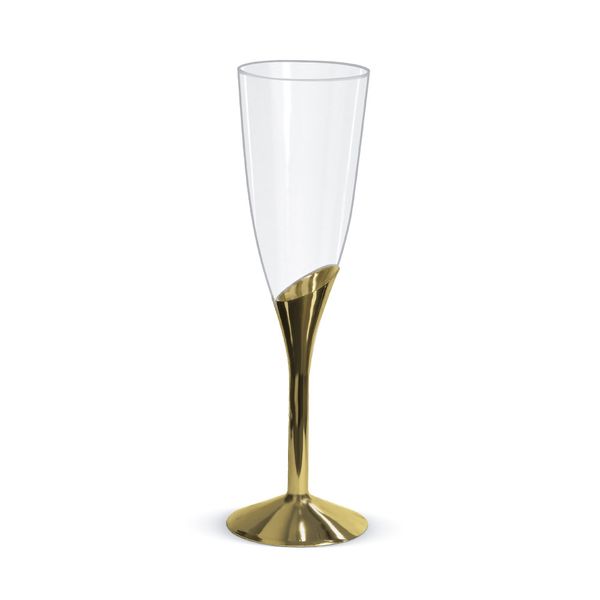 Taça para Champagne Silver Plastic 130ml Dourada com 6 Unidades