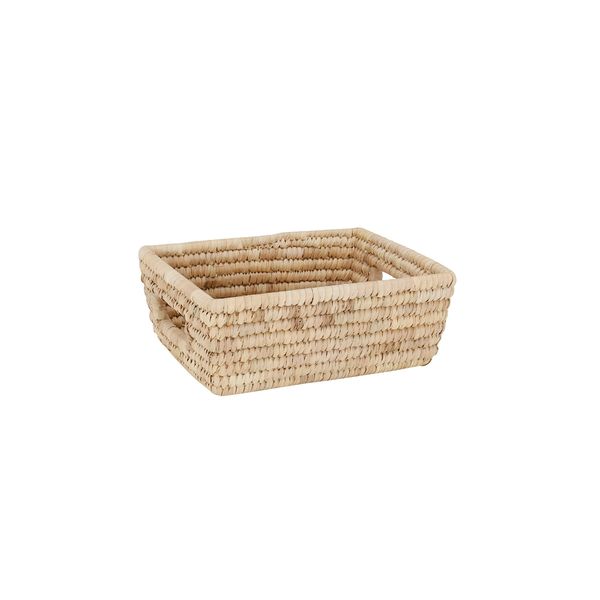 Cesta Le Dhaka de Rattan Bege com Alça Retangular 26x21x10cm Cesta Le Dhaka de Rattan Bege com Alça Retangular 26x21x10cm