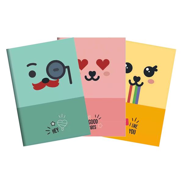 Kit Caderno Jandaia Flexível Le Decorado Emojis 30 Folhas com 03 Unidades