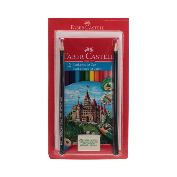 Kit Escolar Faber-Castell Le Lápis de Cor, Lápis HB Nº2, Borracha e Apontador