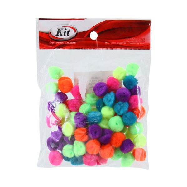 Pompom Le Multicolor Kit 15mm com 80 Unidades Cores Diversas - Item Sortido