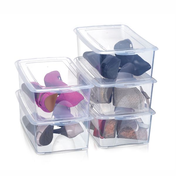 Conjunto com 5 Caixas de Sapatos Arthi Cristal para 1 Par Transparente Organizadora