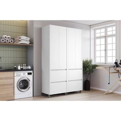 Armário Multiuso P- área Serviço Rainha C- 4 Portas E 4 Gavetas 140cm Branca - Nesher