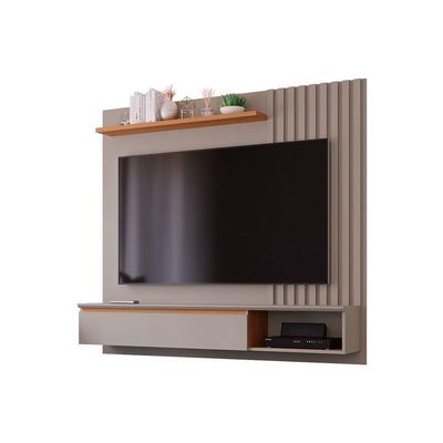 Painel Quarto P- Tv Até 60 Pol Panamá Plus Ripado C- 1 Porta E Nicho 162x157cm Off White-nature - Permóbili