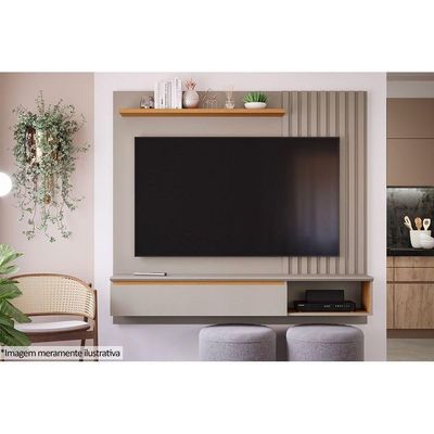 Home P- Tv Até 60 Pol Panamá Plus Ripado C- 1 Porta E Nicho 162x157cm Off White-nature - Permóbili