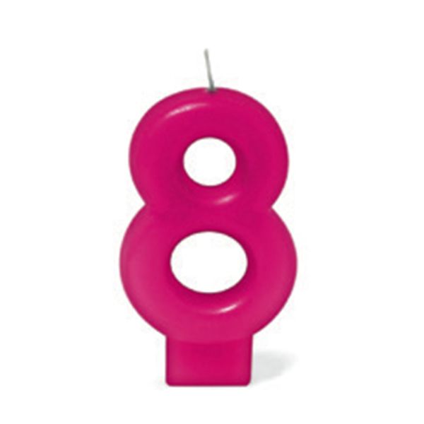 Vela de Aniversário Silver Número 8 Rosa