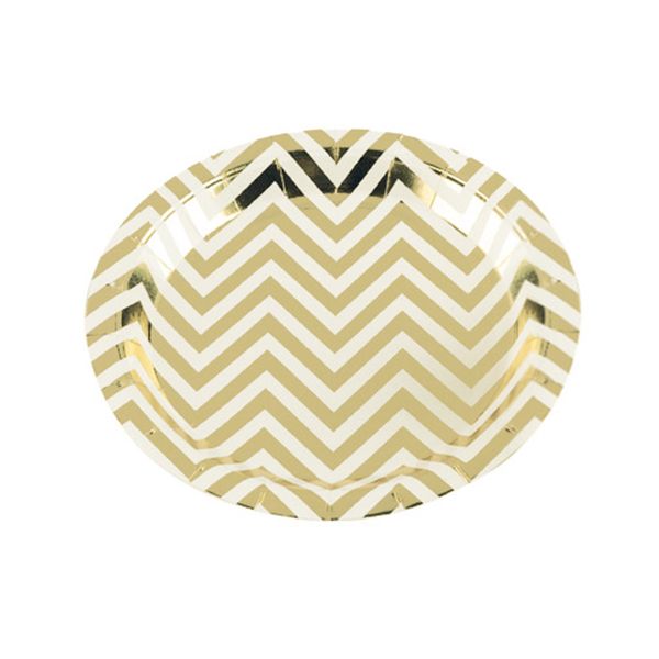 Prato Papel Silver Missoni Dourado com 10 Unidades Prato Papel Silver Missoni Dourado com 10 Unidades
