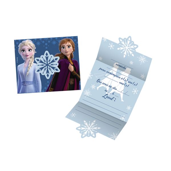Convite de Aniversário Frozen 2 Regina com 8 Unidades