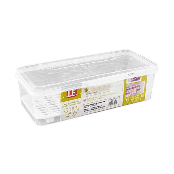 Organizador de Geladeira Le Clear em Plástico Branco 1,5L