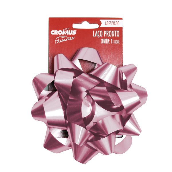 Laço Pronto Adesivado Cromus Estrela Rosé 12cm