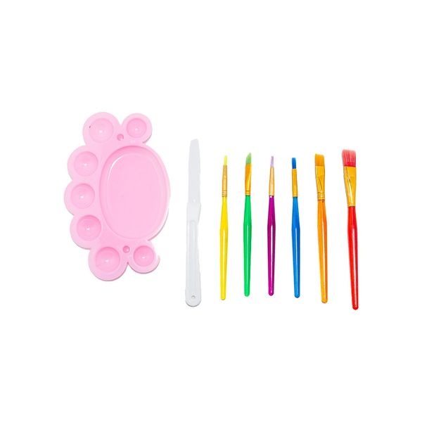 Kit com 5 Pincéis com 1 Godê e 1 Espátula Cores Diversas - Item Sortido Kit com 5 Pincéis com 1 Godê e 1 Espátula Cores Diversas - Item Sortido