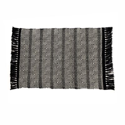 Tapete Artesanal Le Boho 40x60cm Preto Cru 100% Algodão