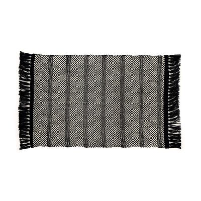 Tapete Artesanal Le Boho 40x60cm Preto Cru 100% Algodão