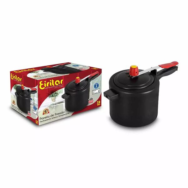 Panela de Pressão Eirilar Antiaderente Preta 7L Panela de Pressão Eirilar Antiaderente Preta 7L
