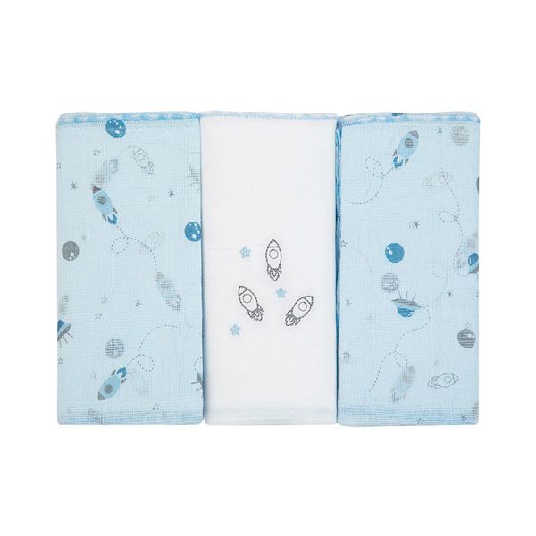 Kit Fralda Papi Espaço com Três Peças 70x70cm