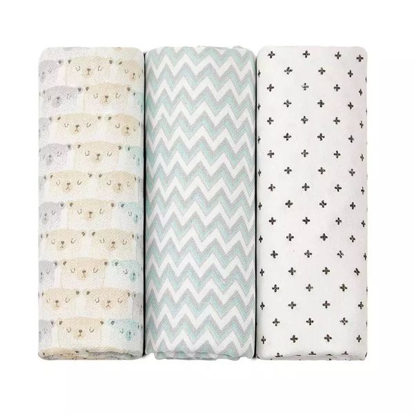 Cueiro Papi Urso 100% Algodão Flanelado 80x80cm com Três Peças