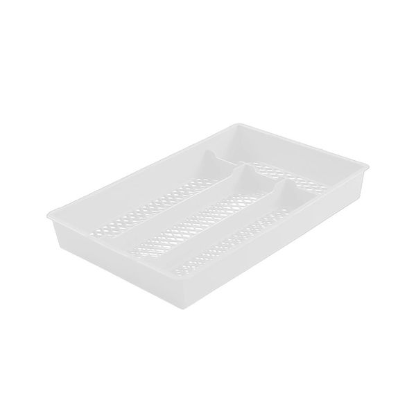Porta Talheres Organizador de Gaveta Plasvale Branco em Polipropileno 32x21x4cm