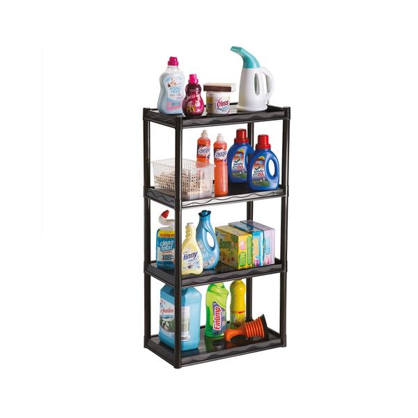 Estante de Plástico Multiuso Das Plast com 4 Andares Preta 55x30x100cm Estante de Plástico Multiuso Das Plast com 4 Andares Preta 55x30x100cm
