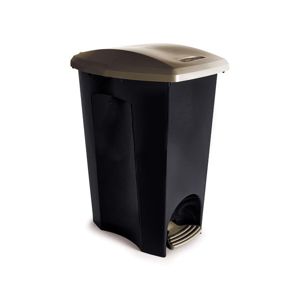 Lixeira de Plástico com Pedal Ecoblack 3 em 1 Plasútil Preta com Tampa Dourada 30L