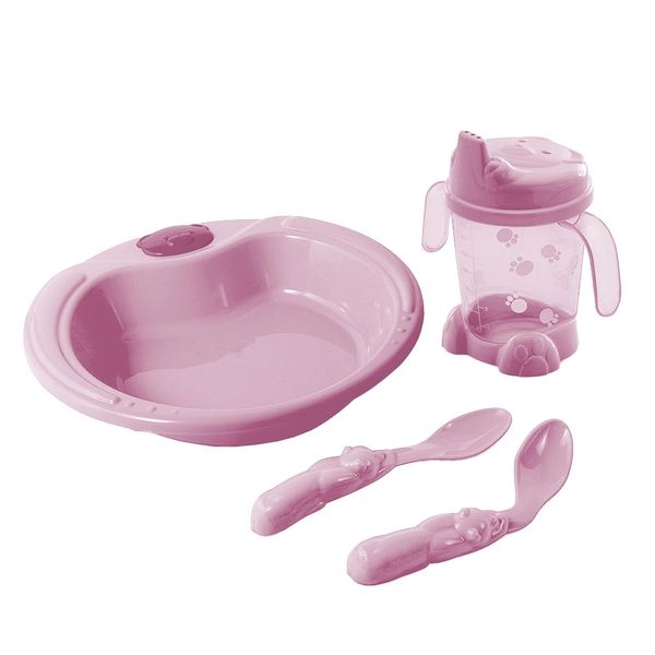 Kit Alimentação Adoleta Baby Com 4 Peças Rosa
