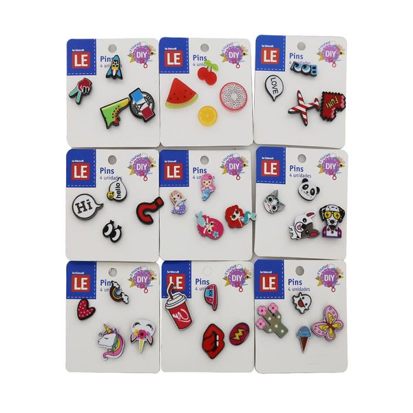 Kit Pin Le Metálico com 4 Unidades Modelos Diversos - Item Sortido