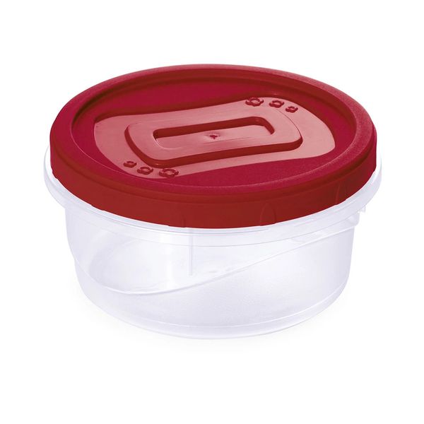 Pote de Plástico Redondo Plasútil Clic com Tampa Rosca Vermelho 900ml Pote de Plástico Redondo Plasútil Clic com Tampa Rosca Vermelho 900ml