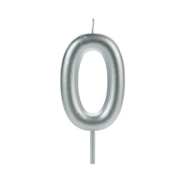 Vela de Aniversário Big Silver Número 0 Prata