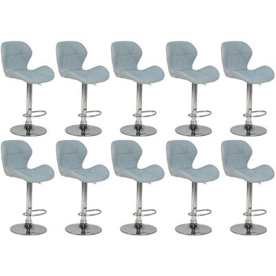 Kit 10 Banquetas Slim Estofada Giratória Com Regulagem De Altura - Cinza