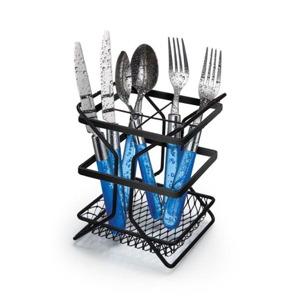 Porta Talheres Arthi Black em Aço Cromado Preto Porta Talheres Arthi Black em Aço Cromado Preto