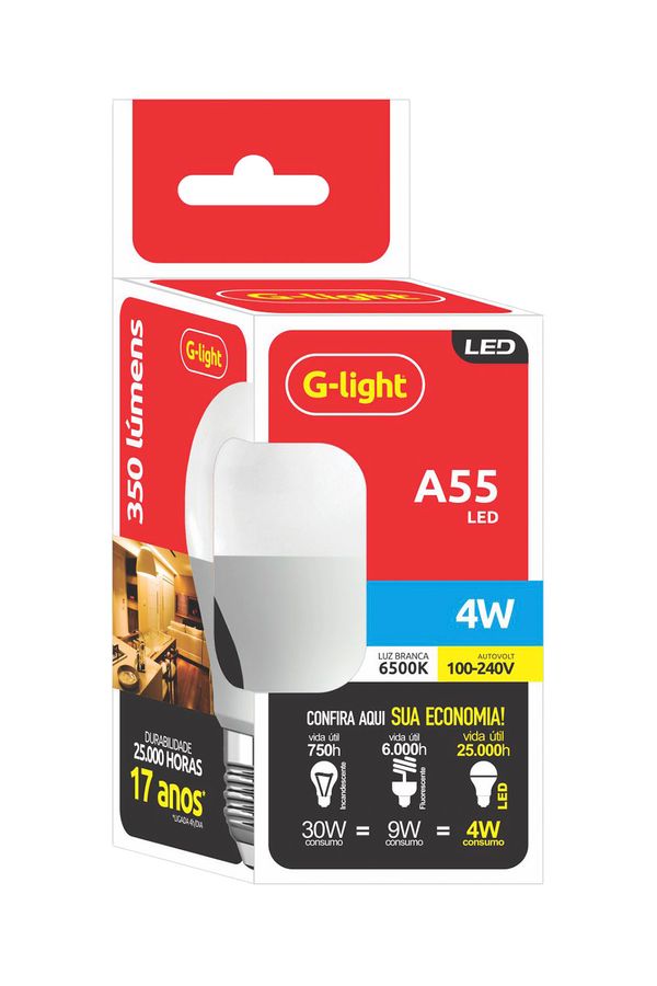 Lâmpada Led G-Light A55 4w 6500k Bivolt E27