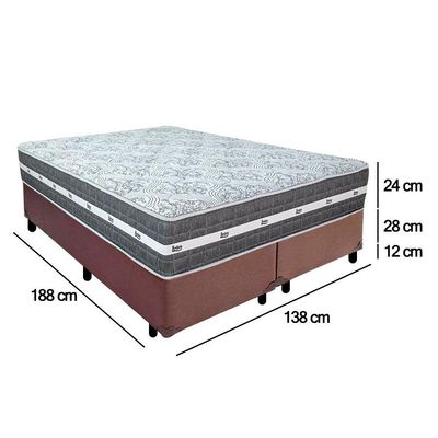 Cama Box Casal Bipartido Sintético + Colchão Anjos Black Graphite Molas Ensacadas 138x188x64cm Marrom