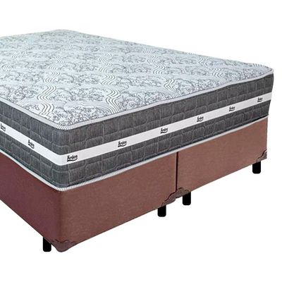 Cama Box Casal Bipartido Sintético + Colchão Anjos Black Graphite Molas Ensacadas 138x188x64cm Marrom