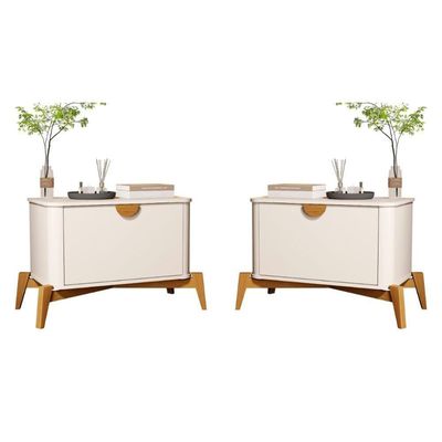 Jogo Mesa De Cabeceira Liepzig Off White