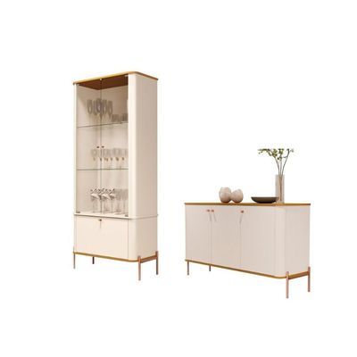 Jogo Aparador E Cristaleira May Off White Nature Bronze