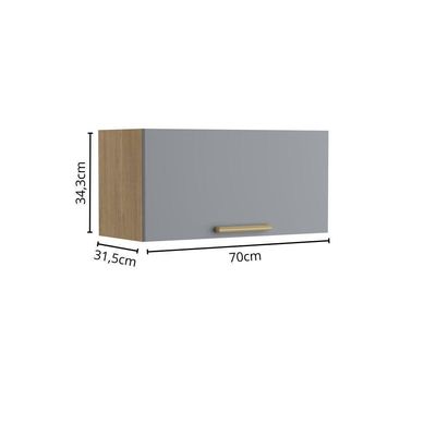 Armário Aéreo Com Porta Basculante Grey Sky Axé Bertolini Cinza Carvalho