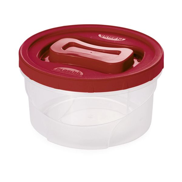 Pote de Plástico Redondo Plasútil Clic com Tampa Rosca Vermelho 1,4L Pote de Plástico Redondo Plasútil Clic com Tampa Rosca Vermelho 1,4L