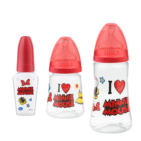 Kit de Mamadeiras Lillo Design Disney Vermelho com 3 Unidades