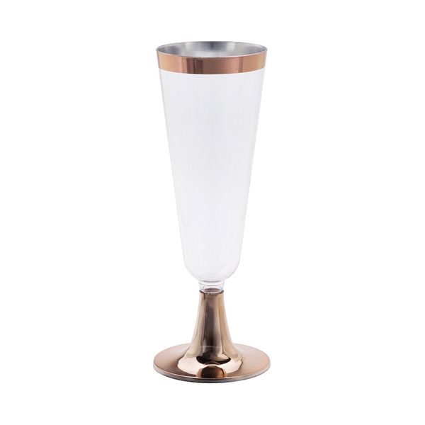 Taça para Champagne Silver Plastic 130ml Rosê com 6 Unidades
