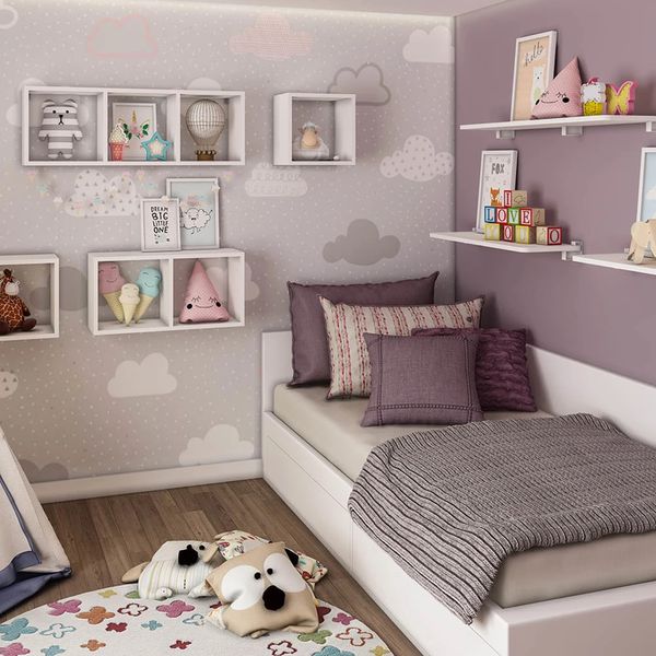 Nicho Duplo Prat-k Cubo Retangular em MDP 56x28x20cm Branco Nicho Duplo Prat-k Cubo Retangular em MDP 56x28x20cm Branco