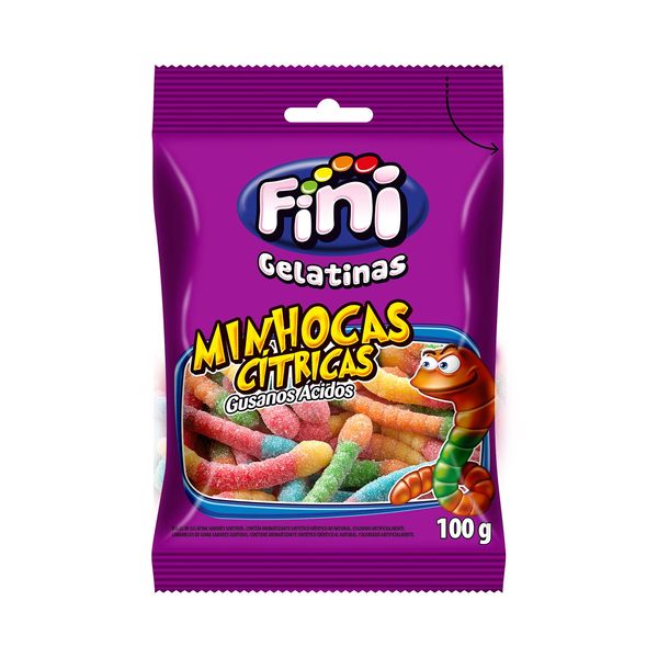 Bala Gelatina Minhocas Cítrica Fini 100g