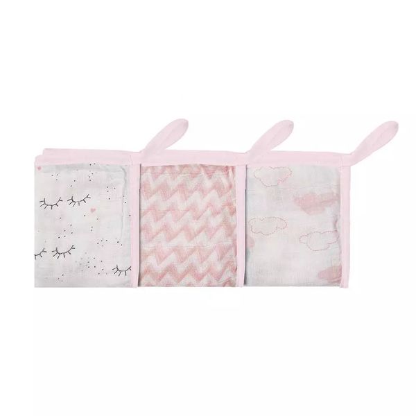 Pano para Boca Papi Soft com Prendedor de Chupetas Cílios com Três Peças 32x32cm