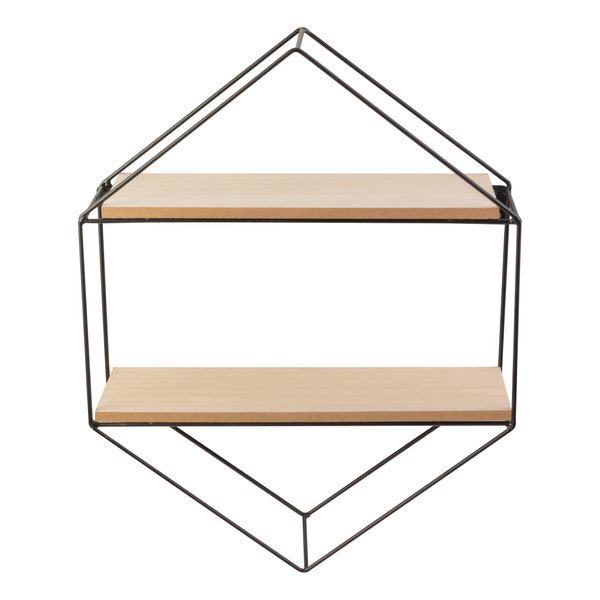 Prateleira Dupla Le Hexagonal 35,5x10x45,5cm Metal/Mdf
