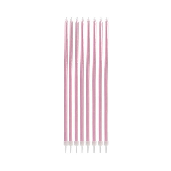 Vela Palito Silver Gigante Metalizada Rosa