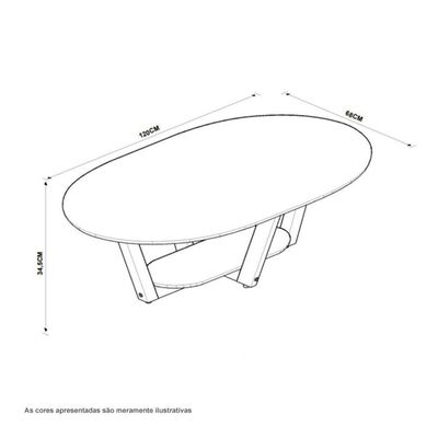 Mesa de Centro Elegance Off White e Nature Tebarrot