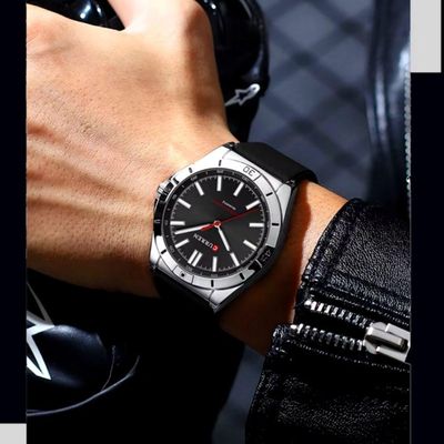 Relógio De Pulso Masculino De Quartzo Luminoso Pulseira De Silicone Impermeável 3atm Preto