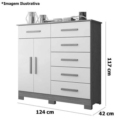 Cômoda Sapateira Mandarim 6 Gavetas 2 Portas Mdp Cinamomo Off White