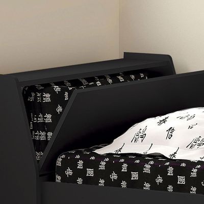 Cama Solteiro Bicama Cabeceira Bau 220x88 Bb28 Preto Dtall Preto